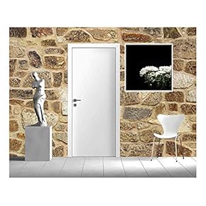 Seamless Ashlar Old Stone Wall Texture Background - Removable Wall Mural | Self-Adhesive Large Wallpaper - 66x96 inches