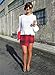 Persun Women's Plaid Asymetric Hem Mini Woolen Skirt