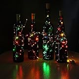 JOJOO 4Pcs Color Changing RGB Wine Bottle Cork Copper Lights - 32inch/ 80cm 15 LED Wire String Lights for Bottle DIY, Party, Decor, Christmas, Halloween, Wedding or Mood Lights LT015C4