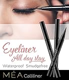 Waterproof Liquid Eyeliner - Mea's Calliliner Semi Permanent Ultra Black Eye Liner, Prestige All Day Stay Brush giving you that Wild & Intense Covergirl Beauty - Glitter free Glossy Matt Feather Tip