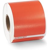 BETCKEY Colored Labels Compatible with Dymo 30323 (2-1/8" x 4") Name Badge Labels, Compatible for Dymo LabelWriter Thermal 450, 4XL & Zebra Desktop Printers [1 Roll, Red]
