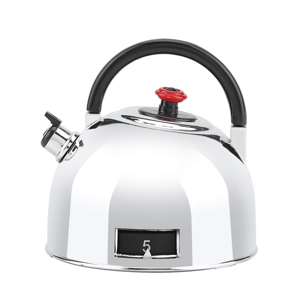 Tarente Teapot Shaped 60 Minutes Kitchen Timer Stainless Steel Mechanical Wind-Up Timer Time Reminder