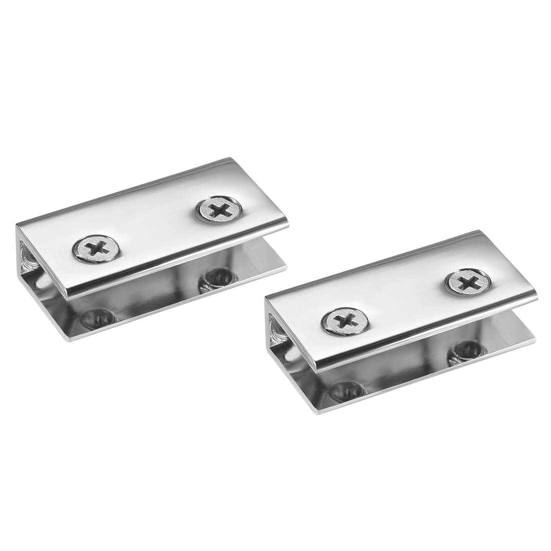 Sourcingmap Glass Shelf Bracket Adjustable Zinc Alloy Door Cabinet Clamp Clip Holder Rectangle for 8-10mm Thickness 2pcs