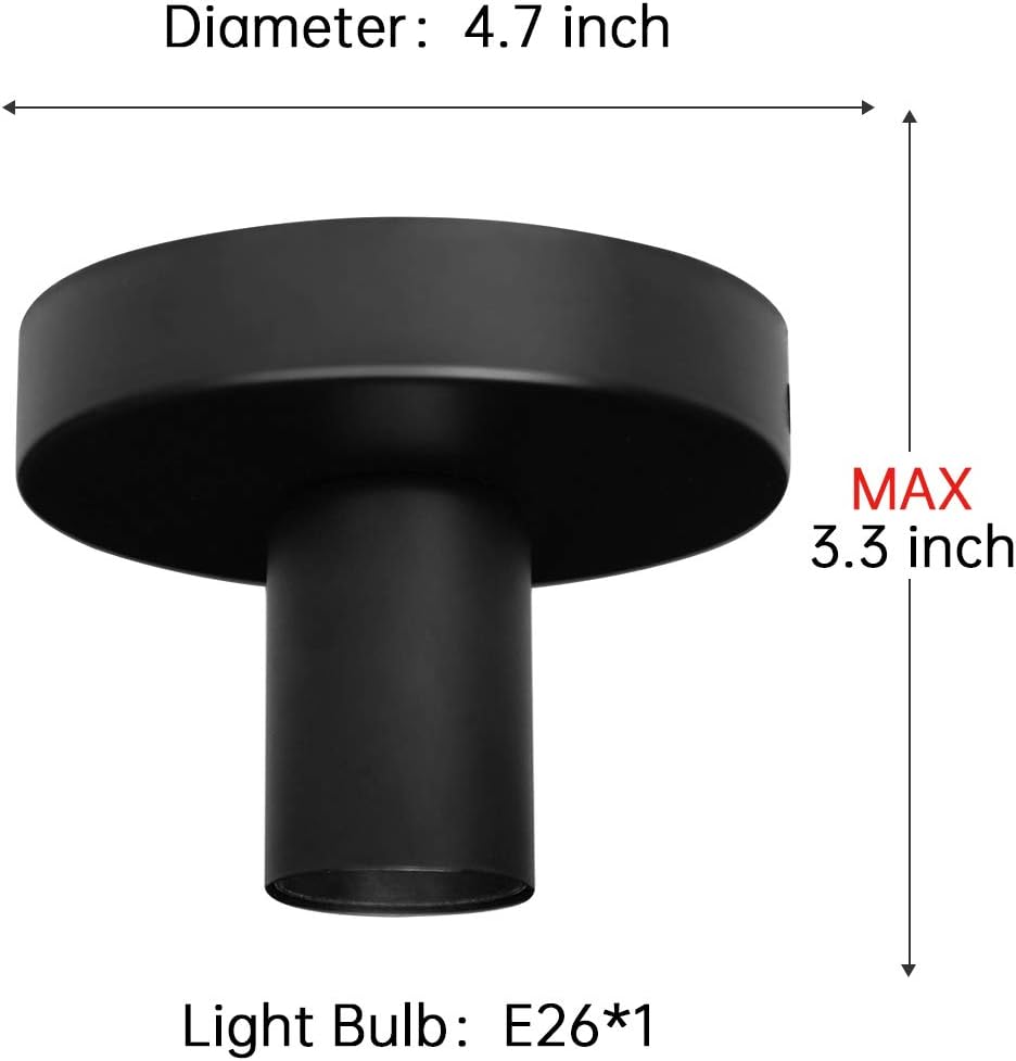 NEWSEE Semi Flush Mount Ceiling Light 1-Light Mini Style Black Metal Round Base Farmhouse Ceiling Lighting Industrial Lamp Edison E26 Close to Ceiling Light Fixture - - 