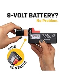 Livin' Well Battery Tester - Comprobador de batería de Volt Vault para pilas AAA, AA, C, D, 9 V y pilas de botón pequeño con fácil comprobador de batería y pantalla de voltaje