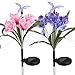 Solar Garden Stakes Hummingbird Flower Light Christmas Outdoor Lawn Decoration Stake Lights Multi-Color Changing LED Flowers with Birds Party Lights Waterproof for Yard Patio Landscape