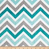 Shannon Minky Cuddle Zig Zag Topaz/Charcoal/Snow Fabric By The Yard