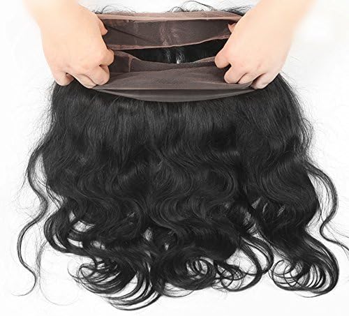 DRESSMAKER Body Wave 360 Lace Frontal Closure 3 Part Brazilian Virgin Hair Natural Color (360 Closure,12 inches)
