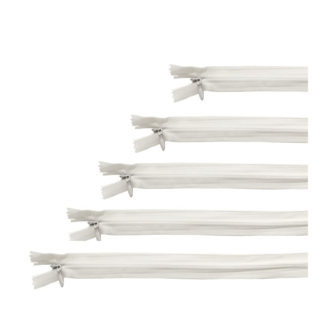 Invisible Zipper Closed, 5 Sizes and 20 Colors #3, Fine Zipper, Elegant and Discreet for Sewing on Clothes, Dresses, Skirts, Sewing Zipper, (Assorted 5 50 Units, 101)