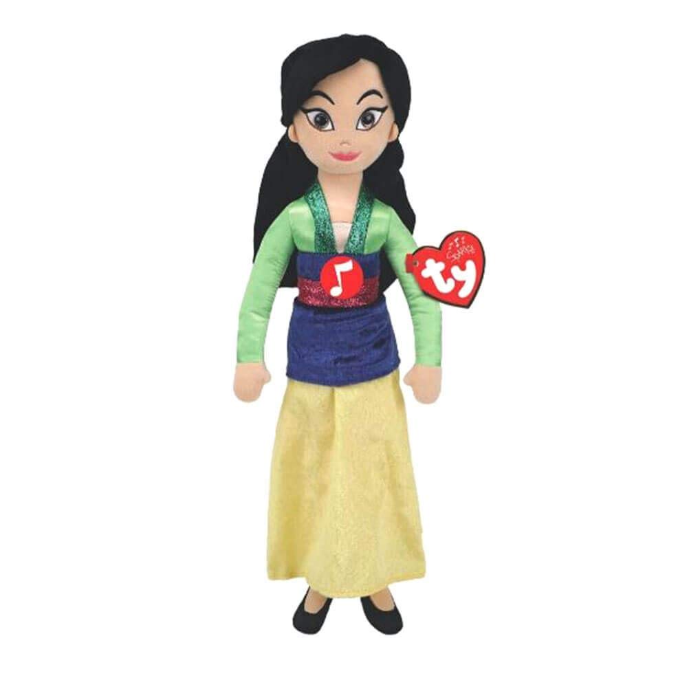 TY Disney Princess Mulan Soft Plush Toy Medium 20cm – Sparkle Collection Collectible Cuddly Stuffed Toy with Sound for Kids