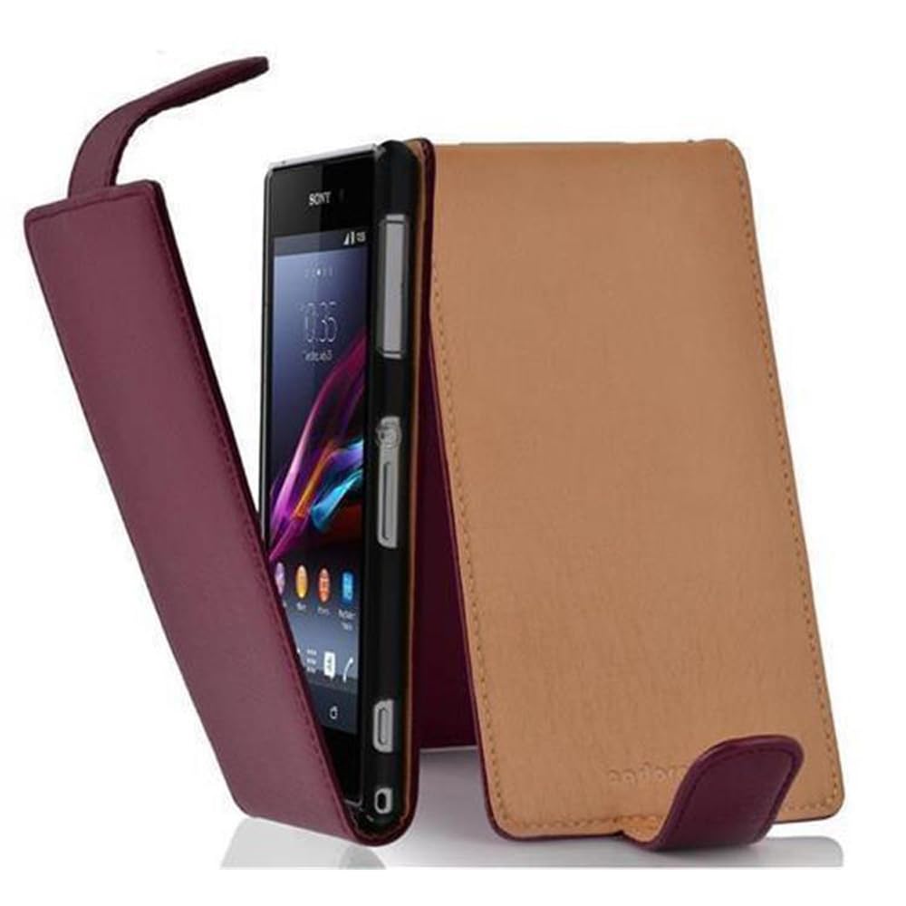 cadorabo Case works with Sony Xperia Z1 COMPACT in PASTEL PURPLE - Flip Style Case made of Structured Faux Leather - Wallet Etui Cover Pouch PU Leather Flip