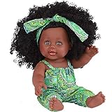 Littleice 12 inch Baby Play Dolls Black Girl Dolls African American Play Dolls Lifelike Child Simulation Baby Doll Black Doll