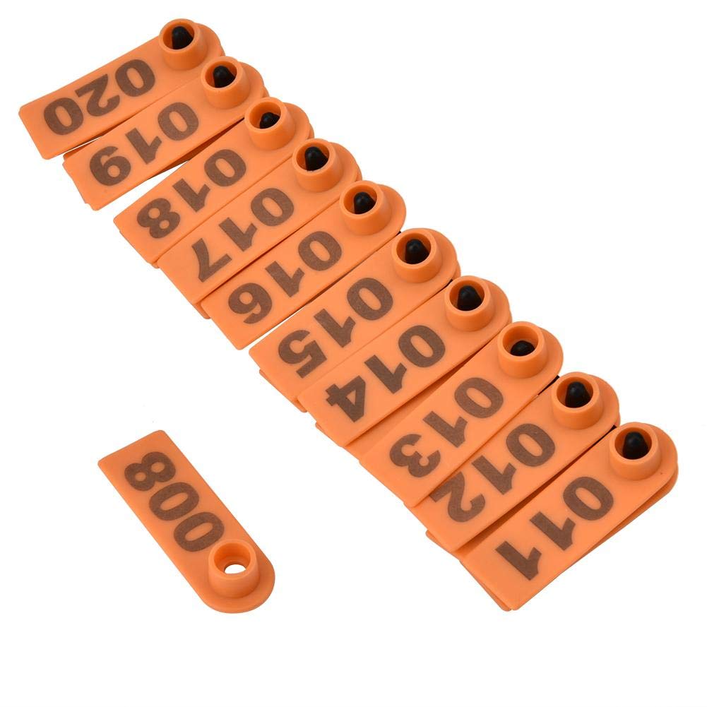 100PCS Livestock Ear Tag, Green Orange Anti-separtion Animal Tag 1-100 Number Plastic Goat Ear Tag for Livestock Goat Sheep Pig Cow[Orange]