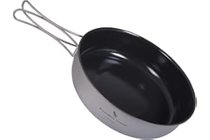 Boundless Voyage Titanium Non-Stick Frying Pan with Ceramic Coating Folding Handle for Outdoor Camping Cooking Picnic Hiking 