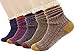 Womens Ladys 5 Pack Crochet Lace Trim Cotton Knit Socks, Multi Color 1, One Size
