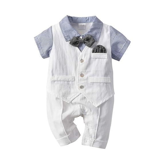 Tancurry Gentleman Weiß Baby Jungen Anzüge Hochzeit Festanzug Strampler Strampelanzug Taufkleidung