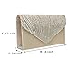 Fashion Road Women Satin Clutch, Rhinestone Evening Clutch, Envelope Clutch Purse, Pleated Flap Handbag for Wedding, Party and Prom Apricot