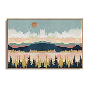Framed Home Artwork Abstract Mountain Nature Scenery for...