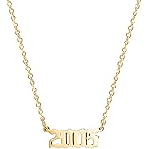 Scaleer 18K Gold Plated Stainless Steel Year Necklace Birthday Year Number Necklace Anniversary Memorable Jewelry for Women