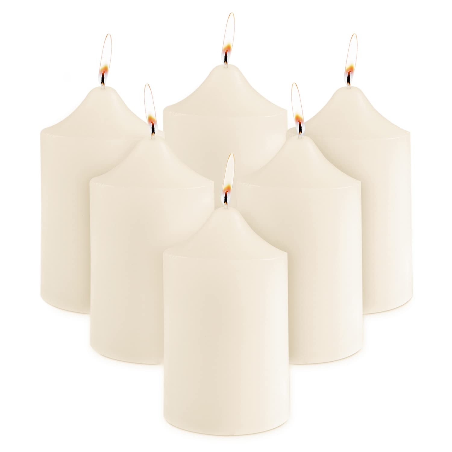 Photo 1 of Super Z Outlet 2 x 3 Unscented Ivory Pillar Candles for Weddings, Home Decoration, Relaxation, Smokeless Cotton Wick. Set of 6