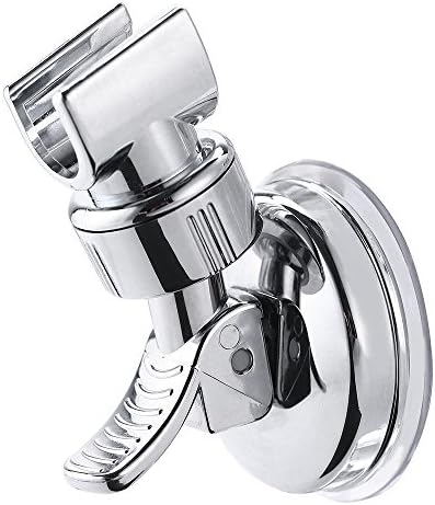 Shower Head Handset Holder CHROME Bathroom Wall Mount Adjustable Suction Bracket (Silver)