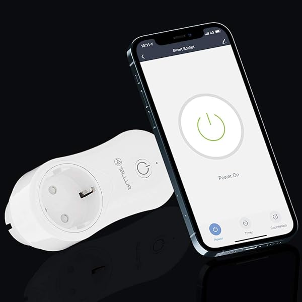 TELLUR Enchufe de CA Smart WiFi Aplicacin para Smartphone Compatible con Alexa y Google Assistant USB 1A 2400W