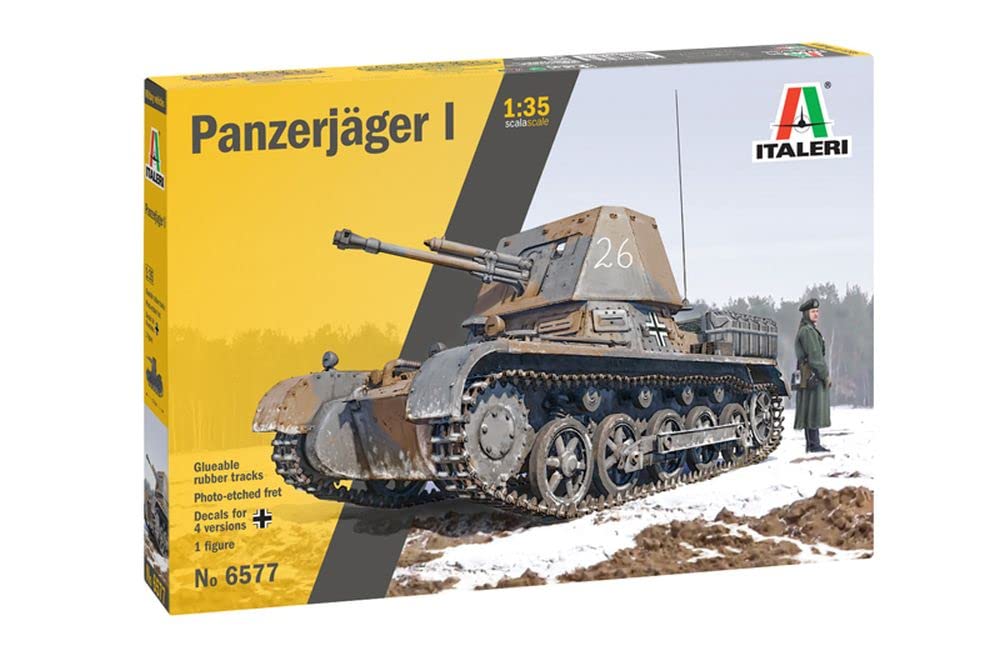 ITALERI 6577S 1:35 Ger Hunter Building, Construction, Stand Model Making, Crafts, Hobbies, Gluing, Plastic, Detailed Tank kit, Military, Multicoloured