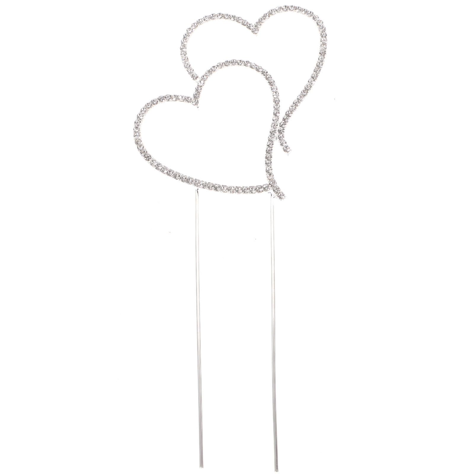 LIOOBO Wedding Cake Decoration Wedding Cake Topper Delicate Sparkling Crystal Rhinestone Double Love Heart Shape Cake Topper Decoration Size L