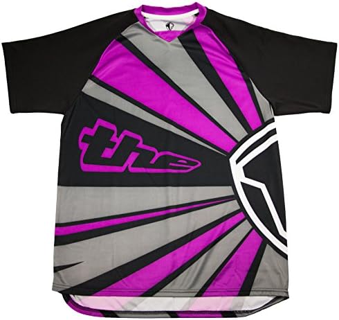 THE Industries Adult Lightweight BMX and Mountain Bike Short Sleeve Jersey, Purple/Grey/Black, Large