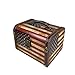 DreamsEden Vintage Wooden Storage Box with Handle - American Flag Pattern Design Treasure Chest for Home Decoration