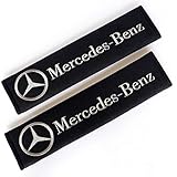 Autowcc Car Seat Belt Pad Cover For Mercedes Benz Shoulder Pads Seat Belt Strap Cover Embroidered Badge 2-Pack(Black)