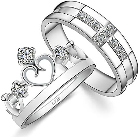 AMIULE 925 Sterling Silver CZ Ring, Engraved, Mens Ring Size 8