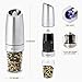 OPUX Premium Gravity Electric Salt and Pepper Grinder Set of 2 | Battery Powered Salt Shakers, Automatic One Hand Pepper Mills with LED Light, Adjustable Coarseness (Steel)