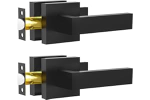RAZCC Passage Door Lever, Matte Black Interior Door Handles for Hallway& Closet Heavy Duty Non-Locking Lever Sets Keyless Door Knobs Lockset for Right & Left Side Door, 2 Pack
