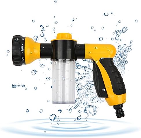 Car Foam Washing Gun Meita High Pressure Garden Hose Nozzle Shampoo Sprayer Foamaster Cleaning Gun 8 Pattern Best for Car Washing, Gardening, Pet Washing (yellow)