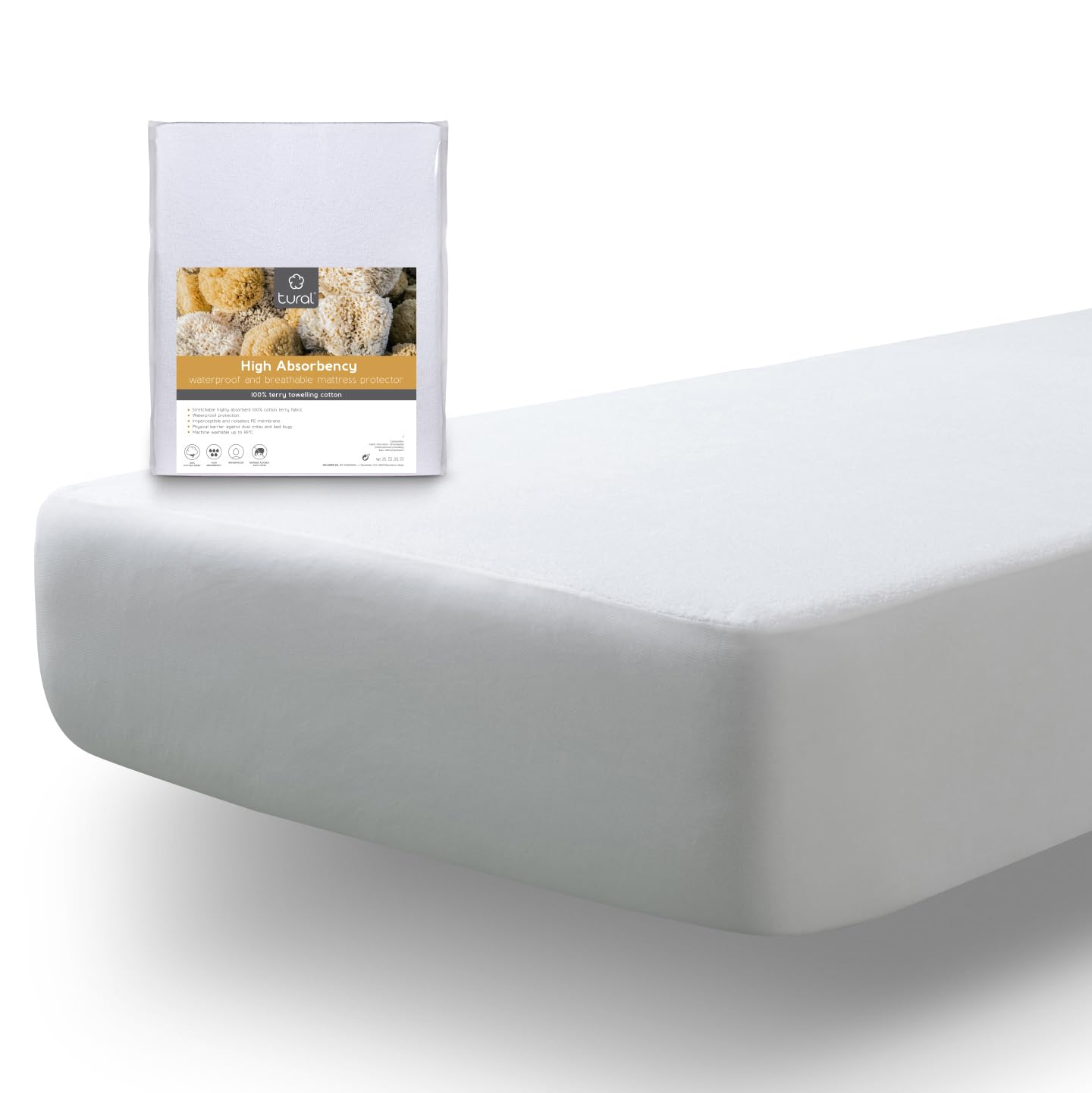 Tural Mattress Cover 60x120cm Cot Size Highly Absorbing Bed Cover Terry Towel Cotton