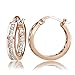 Hoops & Loops Rose Gold Flash Sterling Silver Cubic Zirconia Inside Out Channel-Set 15mm Round Hoop Earrings