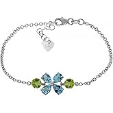 Galaxy Gold GG 3.15 Carat 14k Solid White Gold Bracelet Blue Topaz Peridot