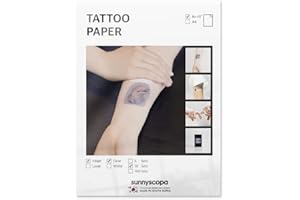 Sunnyscopa Printable Temporary Tattoo Paper for INKJET printer - US LETTER SIZE 8.5"X11", 10 SHEETS - DIY Personalized Image Transfer Sheet for skin - Custom Waterslide Decal Stencil Henna