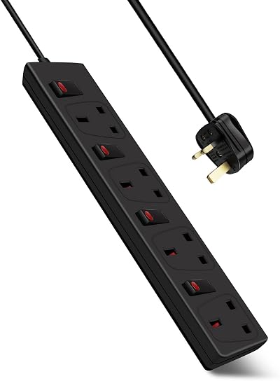 EXTRASTAR 4 Way Extension Lead Individually Switched 13A Fused 1M Black