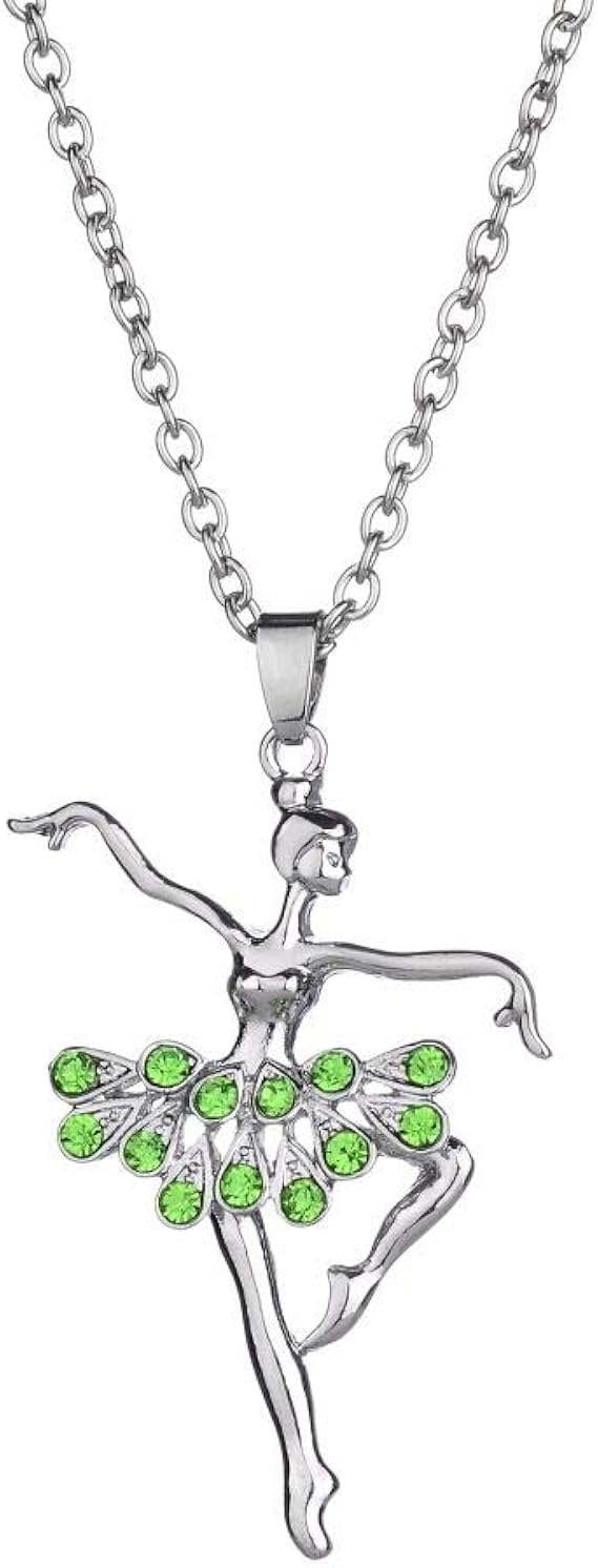 Amazon アカデミース ファッション レディーバレリーナペンダントネックレス ラインストーンチャームジュエリー クリスマスギフト グリーン ネックレス 通販