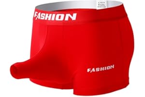 SEKEXI Men's Underwear with Split Open Gun and Bullet Medium Waist Solid Color Breathable Elephant Nose Flat Corner Pants