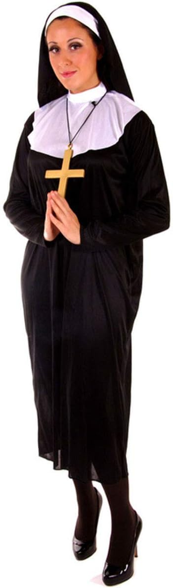 Adult Ladies Nun, Religious Sister Fancy Dress Costume. One Size Costume But Usually Fits Sizes 8, 10, 12 and 14. Perfect For Hen Nights.