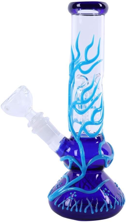 10Inch Pipe Handmade Glass Design - with Ice Frame Handmade Water Bottle Join 14MM