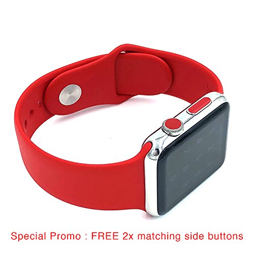 Apple watch LTE crown sticker vinyl cover dots, set of 8 color dots for series 0, series 1, series 2, series 3, plus FREE x2 matching side buttons (LTE Red) - Thumbnail 5