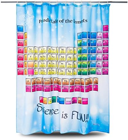Periodic Table of Elements Shower Curtain - EnaEzen Blue Periodic Chart Fabric Science Educational Shower Curtains for Students Bathroom Mildew Resistant Waterproof 71 x 71 inches