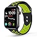 RUOQINI Compatible for Apple Watch 40MM, Dual-Color Soft Silicone Sport Replacement Band Compatible for Apple Watch Series 4 (S/M Size in Black/Volt Color)