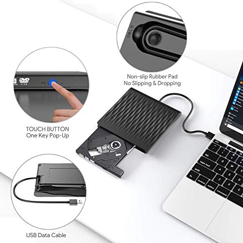 [Updated] External CD Drive, ACETEND USB 3.0 DVD Drive Slim Portable External CD DVD Rewriter Burner Writer, High Speed Data Transfer USB Optical Drives Player for PC Desktop/Laptop/Windows/Linux/Mac - Thumbnail 7