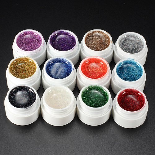 Shari Shop 12 Colors Nail Art False French Glitter Uv Gel Builde