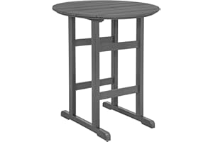 Sundale Outdoor Adirondack Round Bar Table, 39 Inch Height Patio Large Pub Table for 4, All Weather HDPE High Top Bistro Counter Tabl for Outside Deck Porch Balcony Poolside, Gray
